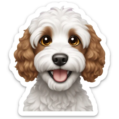 white brown cavoodle with a smile  sticker