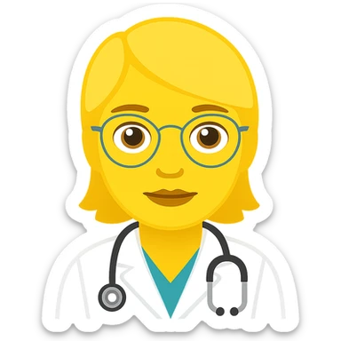 Redraw this doctor with clearly yellow skin in emoji style, keep the background transparent. sticker