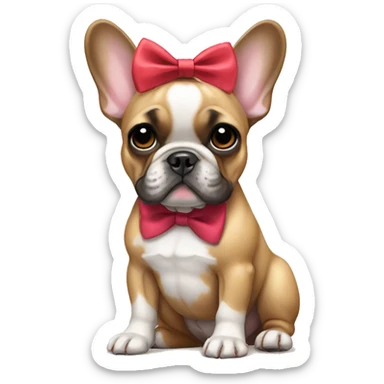 Fawn French bulldog wearing a bow  sticker