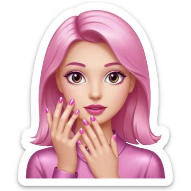 Pink manicure shimmer nails woman sticker