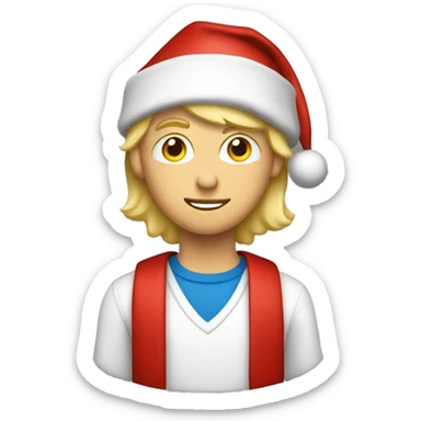 Blond male student in santa hat sticker