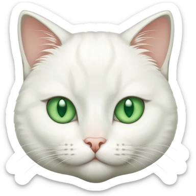 White cat with sharp cheek bones and green eyes sticker