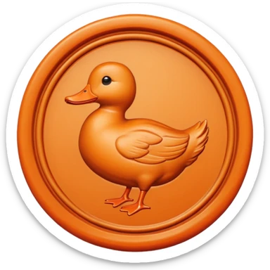 Wax Seal with orange duck that says “approval” sticker
