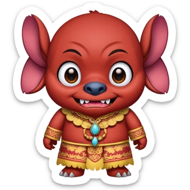Evil Stitch wearing a barong tagalog, mischievous look sticker