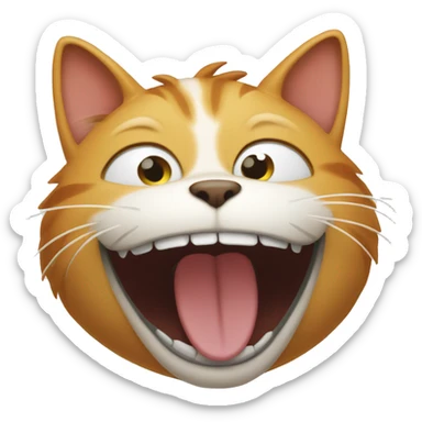 Cat laughing like crazy  sticker