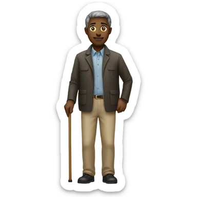 a blind person looking to the right, with a cane in hand, neutral facial expression sticker