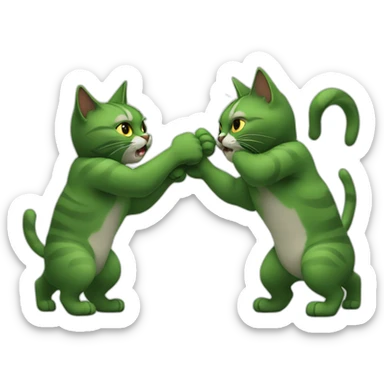 two cat green fighting sticker
