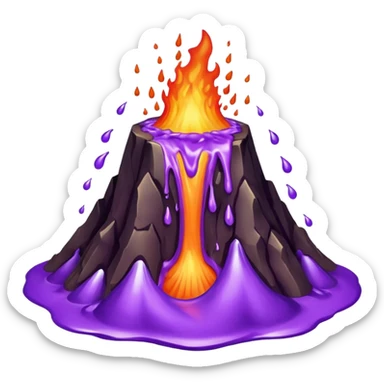 A volcano errupting only with a pure purple liquid. no fire sticker