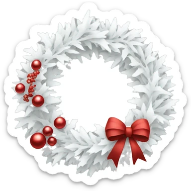 Christmas wreath white and red clean aesthetic sticker