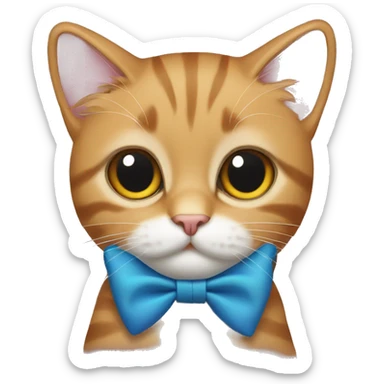 A cat wearing a bow sticker