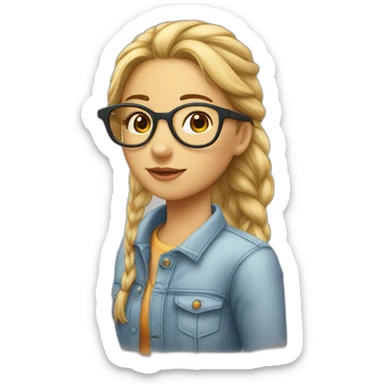 Fille avec des lunettes des cheveux châtains avec une queue de cheval et sweat sticker