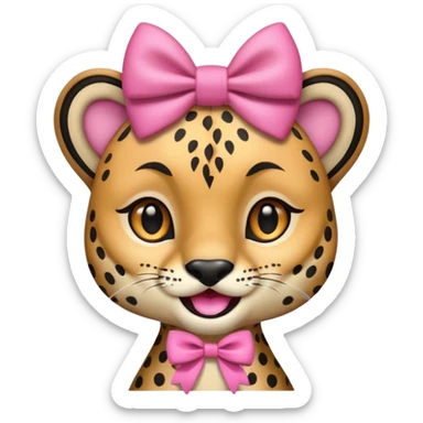 a cheetah with a pink bow sticker