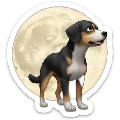 Chien sur la lune sticker