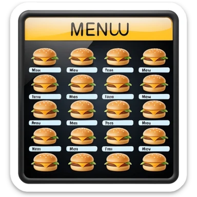 digital menu board with menu of restaurant items not emoticons sticker