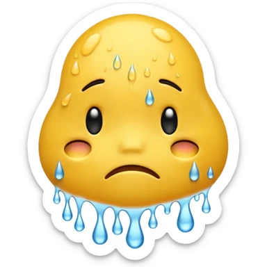 embarrased yellow emoji sqeezing eyes shut with sweat coming down the face sticker