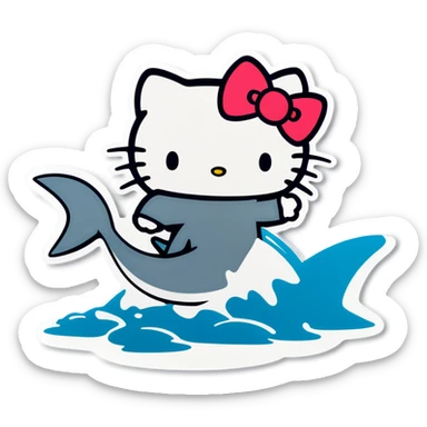 Hello kitty shark sticker