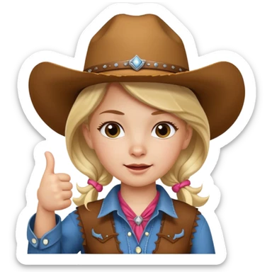 little girl dressed as a cowgirl giving a thumbs up but she’s unvaccinated sticker
