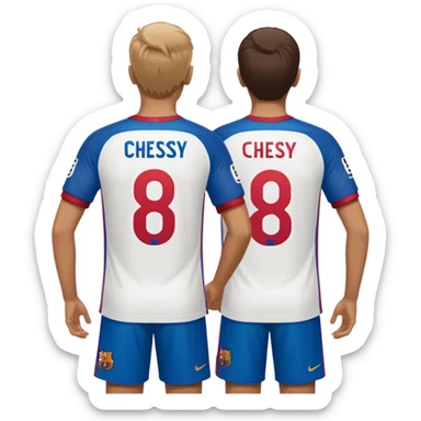 buat custom barcelona nama chessy nomor punggung 8 menghadap belakang hanya baju nama chessy tidak pakai orang nomor punggung 8 menghadap belakang nama chessy menghadap belakang sticker