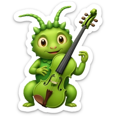 caterpillar playing violin on his shoulders sticker