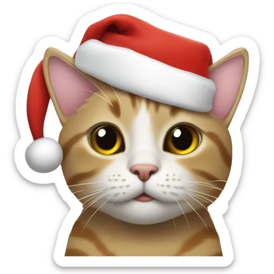 A meme cat “hehe” with a Santa hat  sticker