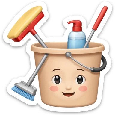 Realistic cleaning essentials with nude color sticker