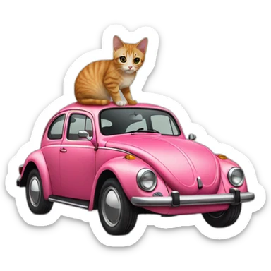 Cat on a vw beetle sticker
