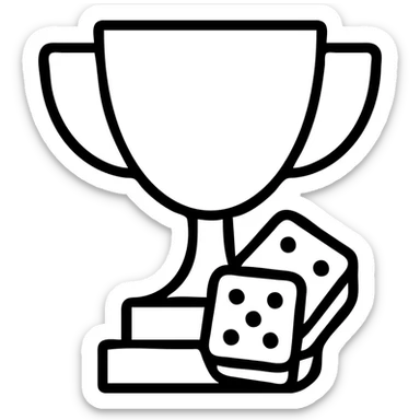 minimalist betting logo with a trophy and dice, clean lines sticker