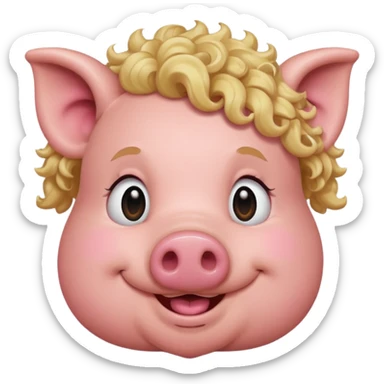 pig with blonde hair sticker