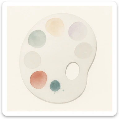 a paint palette with splashes, watercolor art style sticker