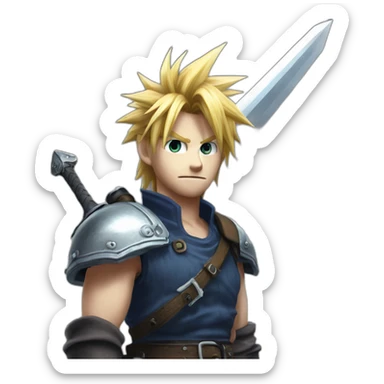 cloud strife with massive sword sticker