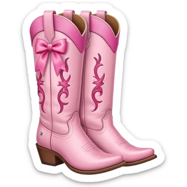 Cute cowgirl boots with pink ribbon sticker