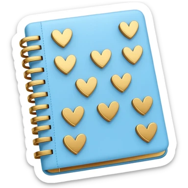 modern elegant planner with checkmarks emoji, 3D style, soft blue and gold, clean design sticker