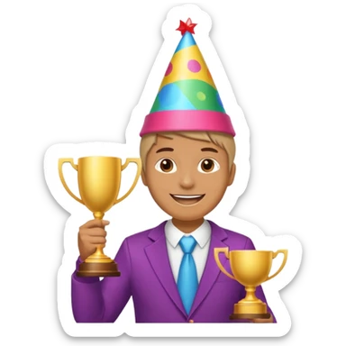 Create an emoji that reflects man/woman that is happy, and that asks a lot of questions and get rewarded as most active participant in a training sticker