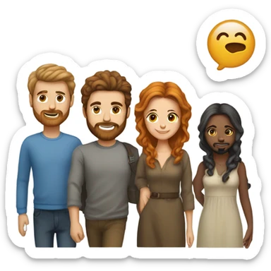 couple rousse et brun avec barbe sticker