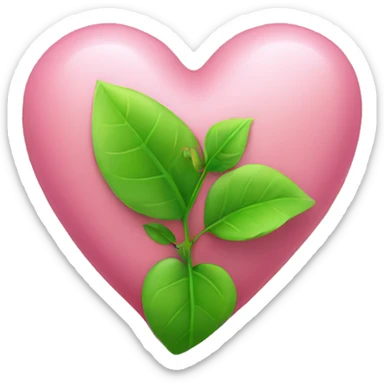 Pink heart with a little green plant sticker