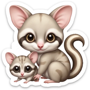Fat and cute Japanese sugar glider  white. A mom anda a baby one very fat and cute sticker
