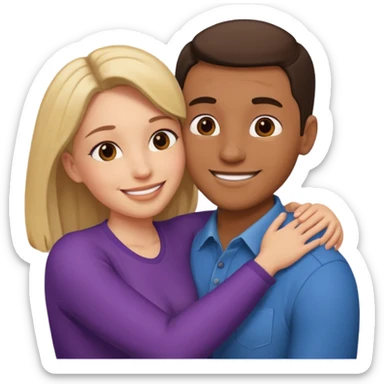 Two people hugging looking at each other, one male one female sticker