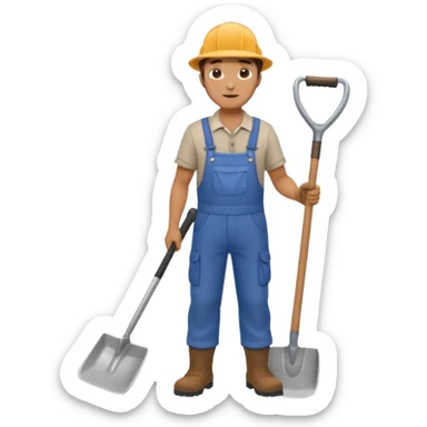 Landscaping company worker, shoveling, full body sticker