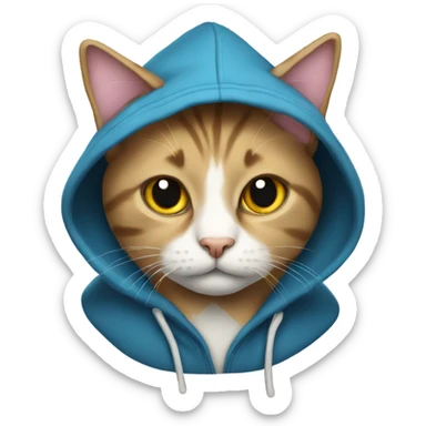 a cat wearing a hoodie sticker