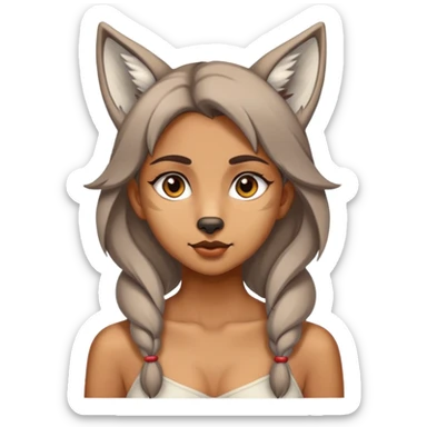 a girl with a tail and ears of a wolf sticker