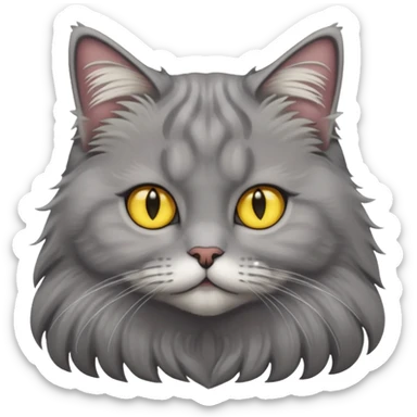 grey fluffy british long hair cat with yellow eyes cuteer  sticker