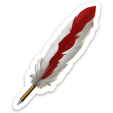 red Quill pen writing on parchment scroll sticker