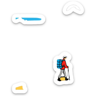 lonesome hiker walks down the camino de santiago path sticker