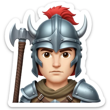 retro 80s fantasy warrior with helmet and battle axe sticker
