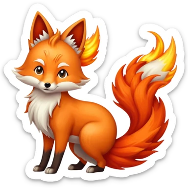 Ninetail fox with fire tail  sticker