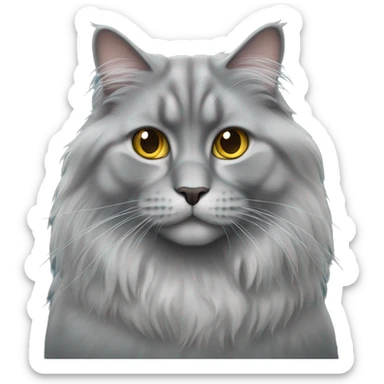 gray British long hair cat sticker