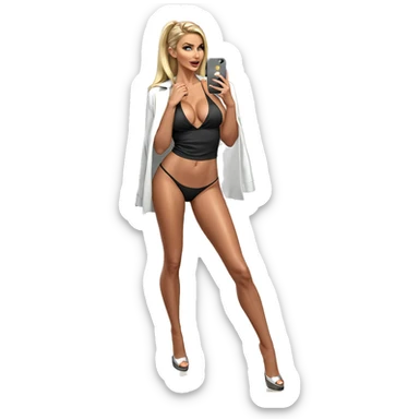 blonde beauty in mirror reflection sticker