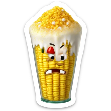 Elote en vaso con mayonesa and sprinkle chili powder  sticker
