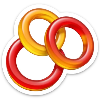 emoji de 2 gomitas en forma de aro una colo rojo y otra amarillo de muy gruesas  sticker