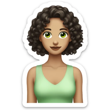 Brunet girl with long curly hair and green eyes huge pincher colour black sticker